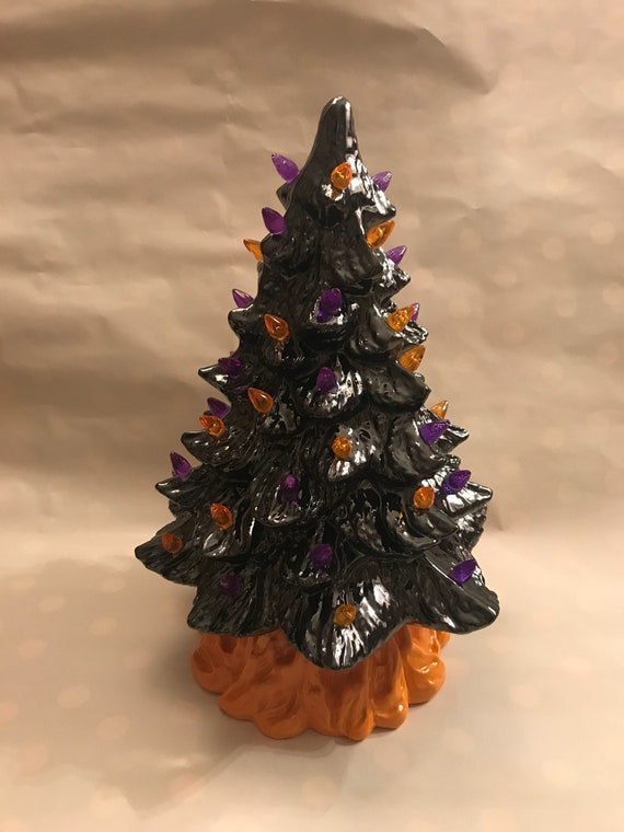 Halloween ceramic tree lights up 13 | Etsy