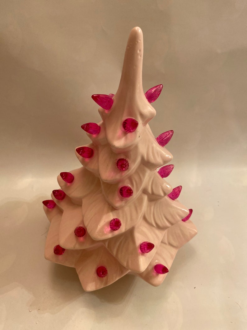 10 Pink Ceramic Christmas Tree Lights Up Etsy
