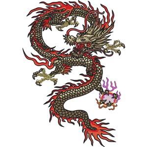 Chinese Dragon Machine Embroidery Design | Jacket, Hoodie File Instant Download