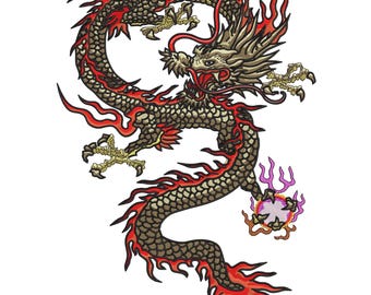 Chinese Dragon Machine Embroidery Design | Jacket, Hoodie File Instant Download