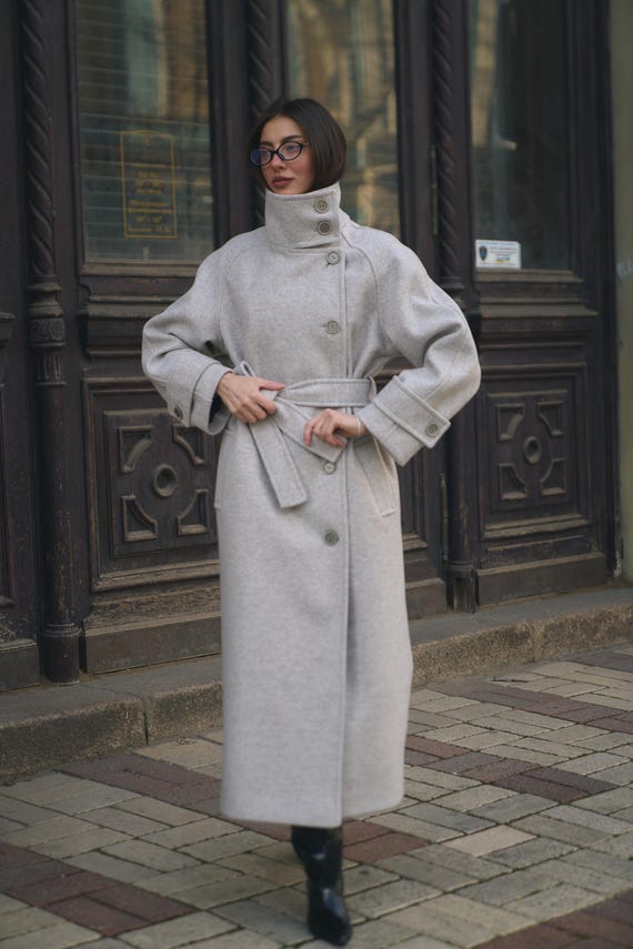 calvin klein long wrap coat womens