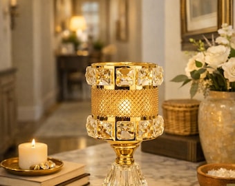 Golden Crystal Electric Fragrance Warmer – Decorative Aroma Diffuser