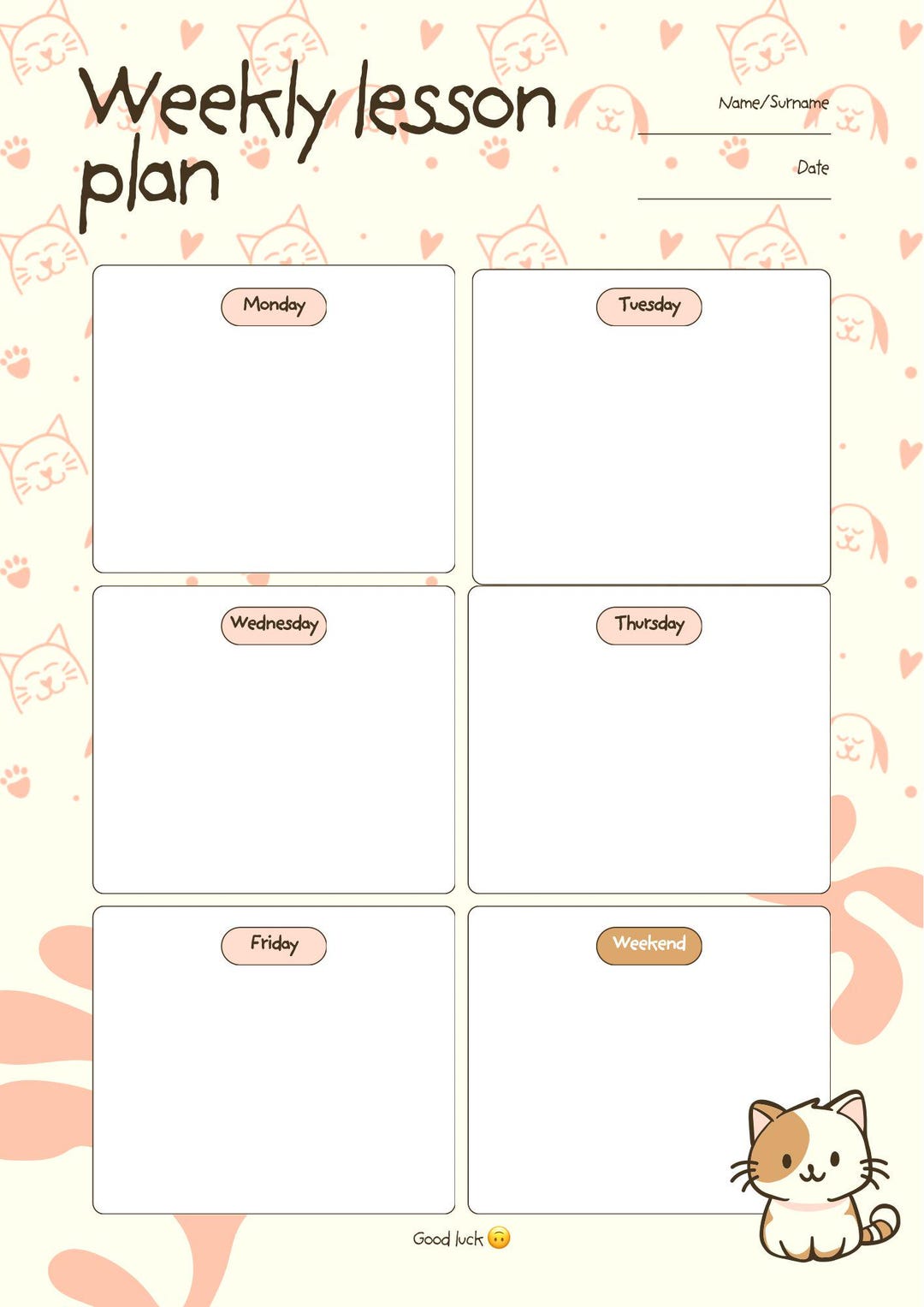 Weekly Lesson Plan : PDF - Etsy