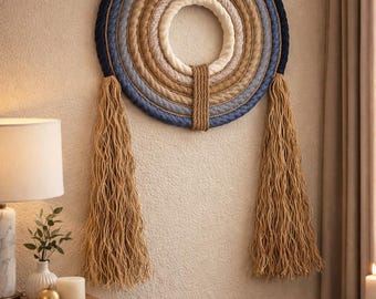 Macrame Wall Hanging - Wall Decor - Macrame Arch - Macrame Circles - Macramé barrel knotting