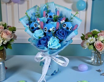 Disney Stitch Plush Flower Bouquet – Handmade Kawaii Gift (35cm)