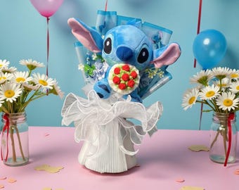 Bouquet en peluche fait main au point de couture - Fleurs artificielles, cadeau d'anniversaire de remise des diplômes