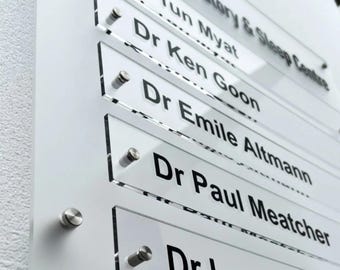 Modern Transparent Acrylic Office Directory Sign – Custom Wall Sign for Clinics, Offices & Business Spaces