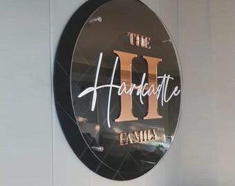 Personalized Acrylic Family Name Sign, Modern Home Decor