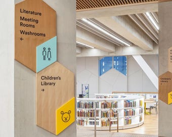 Custom Wooden Wayfinding Sign – Modern Directional Wall Plaque - Sign