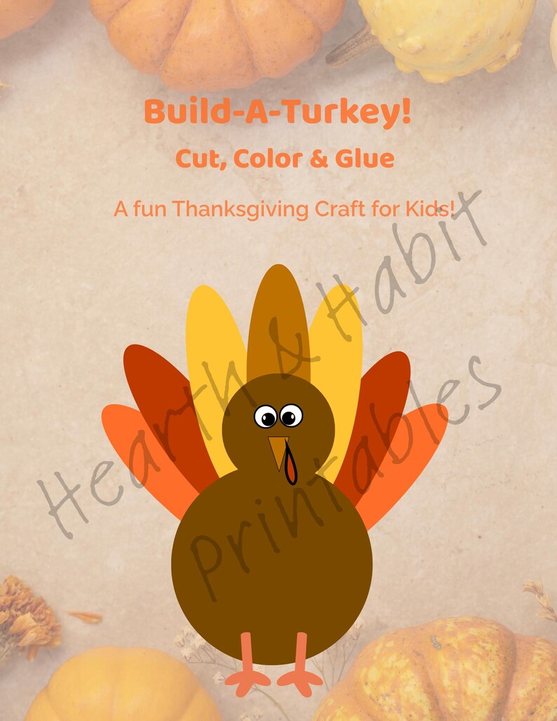 Build a Turkey Craft Printable for Kids - Preschool Fall Craft - DIY ...