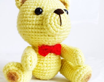 PATTERN : Vanilla Teddy with Red bow tie
