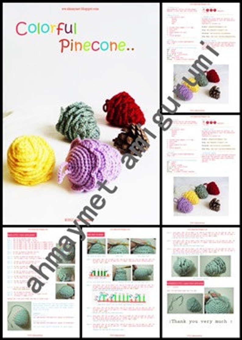 PATTERN : Colorful Pine Cone for Decoration amigurumi tutorials image 5