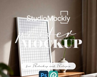 Wall Art Mockup PSD | Digital Poster Mockup for Photoshop & Photopea | Art Print Display Scene for Artists, Photographers, Etsy Sellers