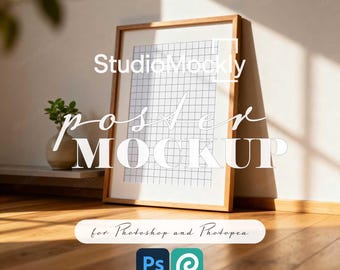 Wall Art Mockup PSD | Digital Poster Mockup for Artists, Photographers, Etsy Sellers | Editable in Photoshop & Photopea