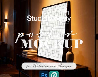 Wall Art Mockup PSD | Digital Poster Mockup for Artists, Photographers, Etsy Sellers | Editable Art Print Display Scene in Photoshop