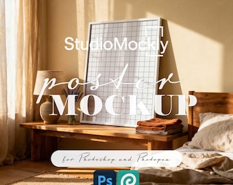Wall Art Mockup PSD | Digital Poster Mockup for Artists, Photographers, Etsy Sellers | Editable Photoshop Scene for Art Prints and Prints