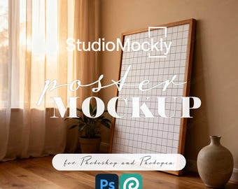 Poster Mockup PSD | Wall Art Mockup Scene for Artists, Photographers, Etsy Sellers | Digital Download, Editable in Photoshop or Photopea