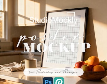 Wall Art Mockup PSD | Printable Poster Mockup for Artists, Photographers | Editable Digital Download for Photoshop and Photopea