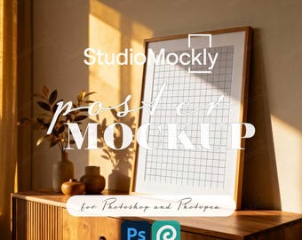 Maqueta PSD de arte mural / Maqueta de póster imprimible para impresiones artísticas, descarga digital, escena de exhibición de arte, maqueta editable de Photoshop para artistas