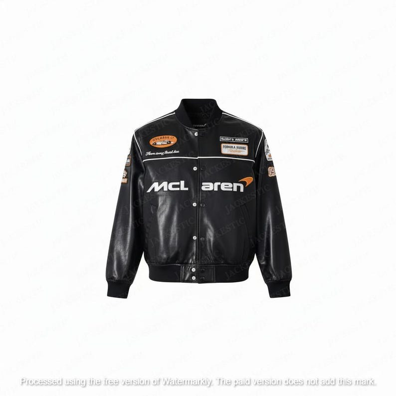 Car Racing Leather Jacket Mclaren Racing Leather Jacket | F1 Car Bomber Jacket | Mclaren Team ...