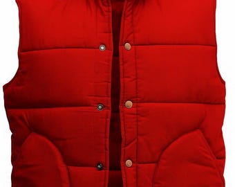 Men’s Red Puffer Vest – Warm Quilted Sleeveless Jacket, Lightweight Winter Outerwear, Casual Outdoor Hiking Vest