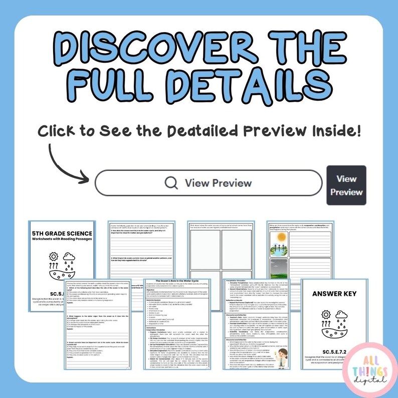 Ocean and Water Cycle SC.5.E.7.2 5th Grade Earth Science Activity ...