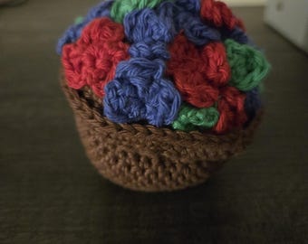 Handmade Crocheted Mini Flower Pot with Flowers