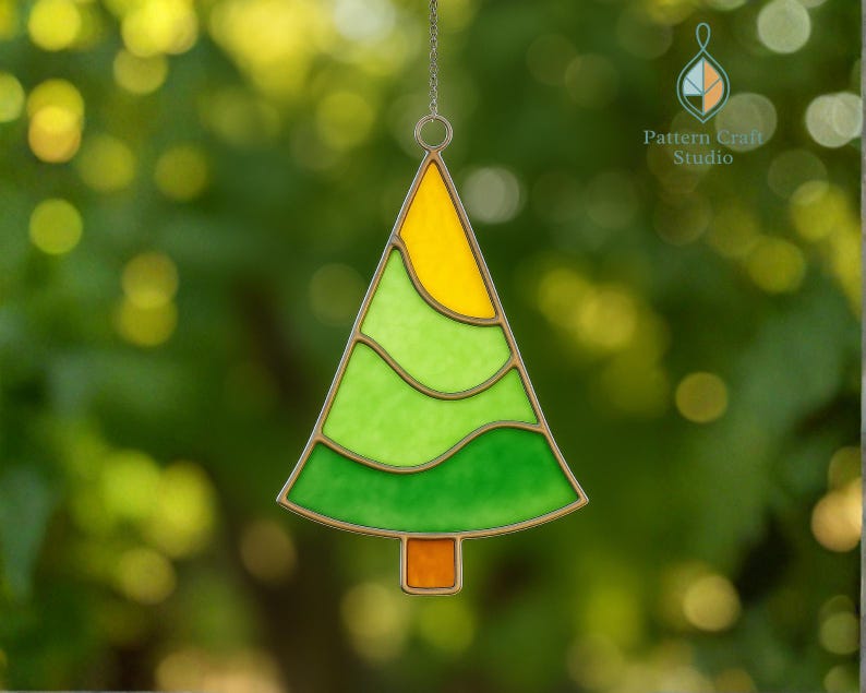 Christmas Tree Stained Glass Pattern PDF and PNG Templates + PDF Guide ...