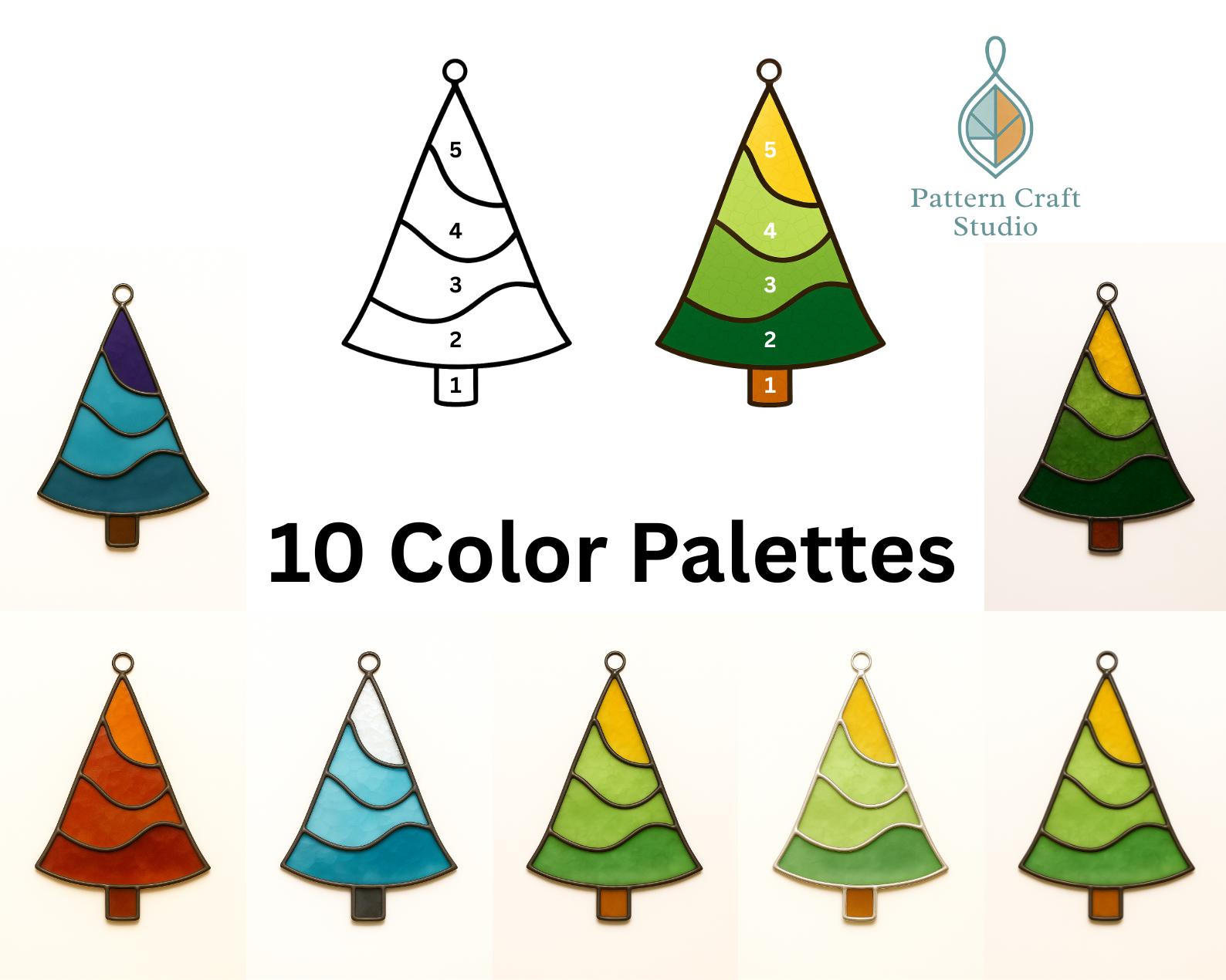 Christmas Tree Stained Glass Pattern PDF and PNG Templates + PDF Guide ...
