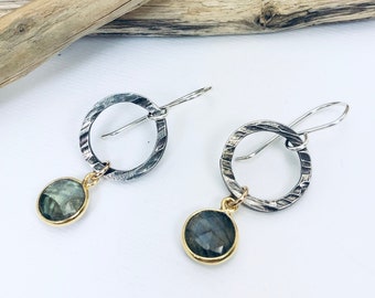 Hammered Labradorite Earrings