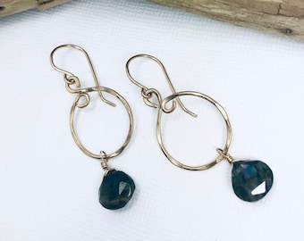 Hammered hoops, hoop earrings, circle earrings, Labradorite earrings, hammered earrings, gemstone earrings, gift for mom, mother's day gift