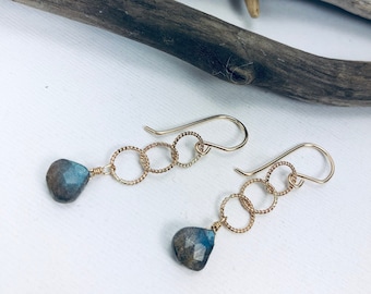 Labradorite Earrings, Gold Labradorite Earrings, Gemstone Earrings, Bridal Earrings, Bridesmaid Earrings, Wedding Jewelry, Artisan Earrings