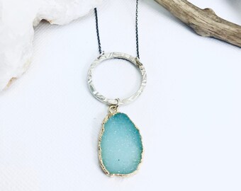 Druzy necklace, Crystal Necklace, Yoga necklace, Healing Stones, Gemstone necklace, Beach Necklace, Layering Necklace, Beautiful Necklace