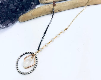 Oxidized Moonstone Necklace