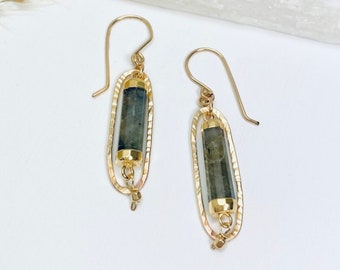 SKY EARRINGS, Large OVAL Earrings, Newly Wed Gifts, Labradorite Earrings, 14k Gold Filled Affordable Aesthetic Earrings for Girls