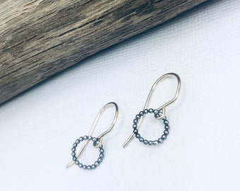 Oxidized Circle Earrings, Silver Hoops, Silver Hoop Earrings, Open Circle Earrings, Geometric Hoops, Everyday Earrings, Sterling Silver