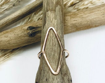 AESTHETIC RING, Minimalistic Rings, Feminist Jewelry, 14K Gold Filled Ring, Geo Diamond Shape Affordable Casual Ring Gift for Female