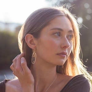 LABRADORITE EARRINGS, Feminist Earrings, Inexpensive Jewelry, Large OVAL Earrings, Sterling Silver 14k Gold Filled Trendy Earrings for Gift