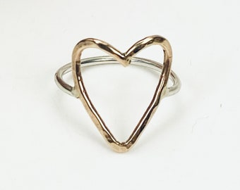 Heart Outline Ring, Open Heart Ring, Heart Shaped Rings, Love Ring, Proposal Ring, Hollow Heart Ring, Couple Ring, Gift For Her, Wife's Gift