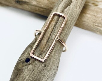 RECTANGLE RING, 14k Gold Filled Ring, Aesthetic Jewelry, GEOMETRIC Ring, Women Affordable Elegant Trendy Engagement Ring for Gift