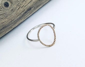 Textured Oval Ring/ Oval Ring/ Mixed Metal Ring/ Textured Ring/ Delicate Ring/ Simple Ring/ Minimalist Ring/ Simple Jewelry