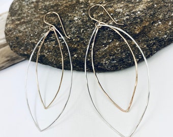 Mixed Metal Earrings- Hammered Earrings- Gold Earrings- Silver Earrings- Statement Earrings- Big Earrings- Bold Earrings - Boho Earrings