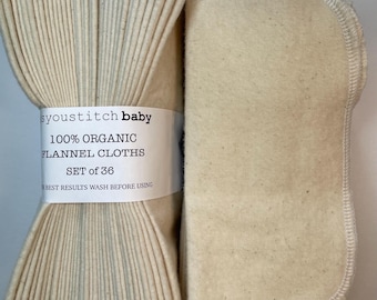 Handmade.GOTS Certified. Organic Cloth Baby Wipes . 8x8 cotton flannel. Eco friendly reusable washable cloth wipes and/or napkins.