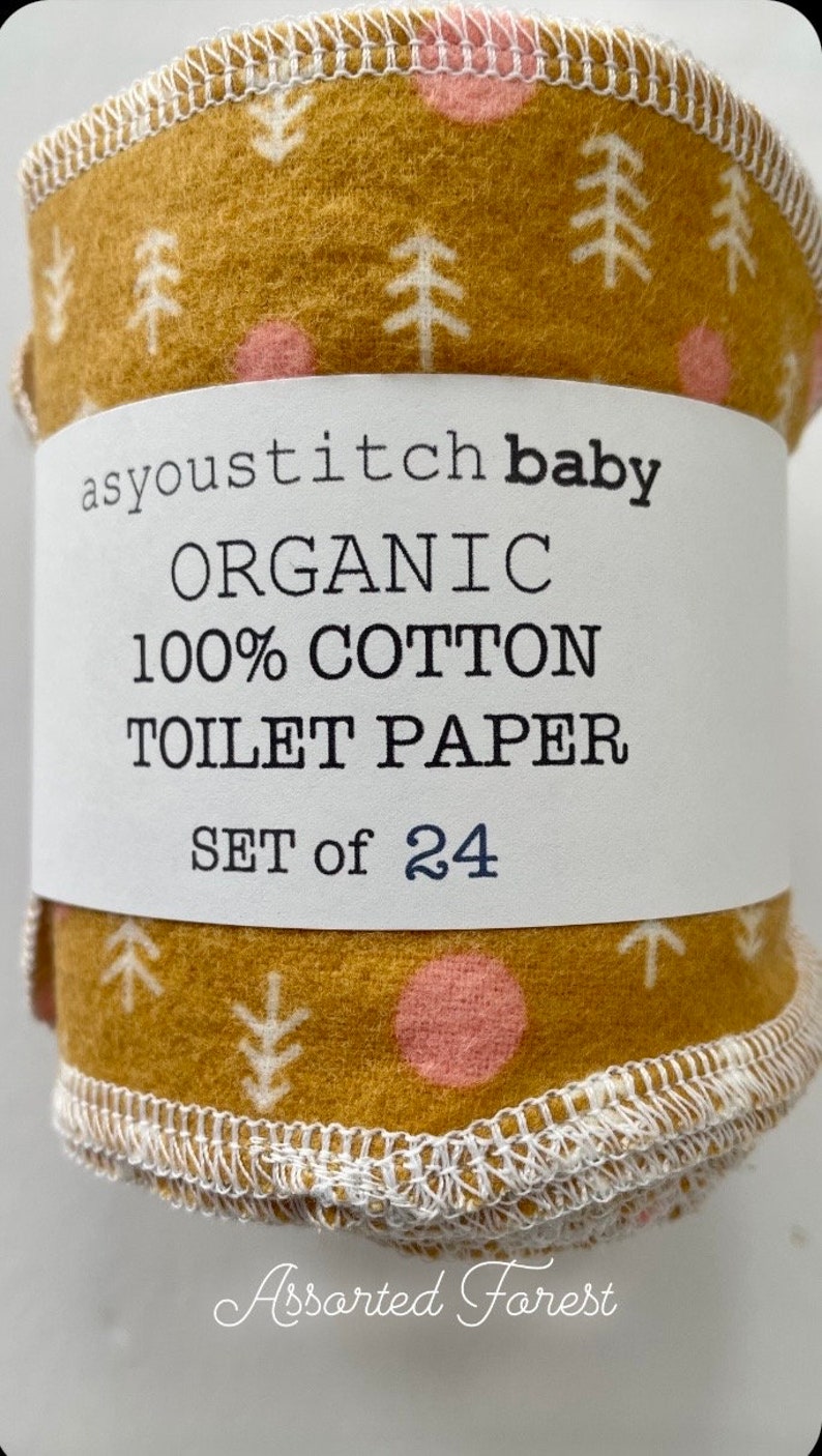 Reusable Organic Toilet Paper. Un-toilet paper. Family Cloths. Bidet Wipes. 1 Ply. 4x10 inches Forest Gold