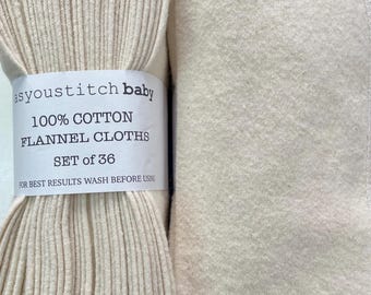 Handmade. Cloth Baby Wipes. 8x8 cotton flannel. Eco friendly reusable washable cloth wipes and/or napkins. Unbleached. Natural