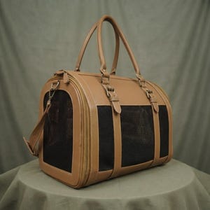 Genuine Leather Dog Carrier | Luxury Puppy Travel Bag | Airline Approved Cat Tote