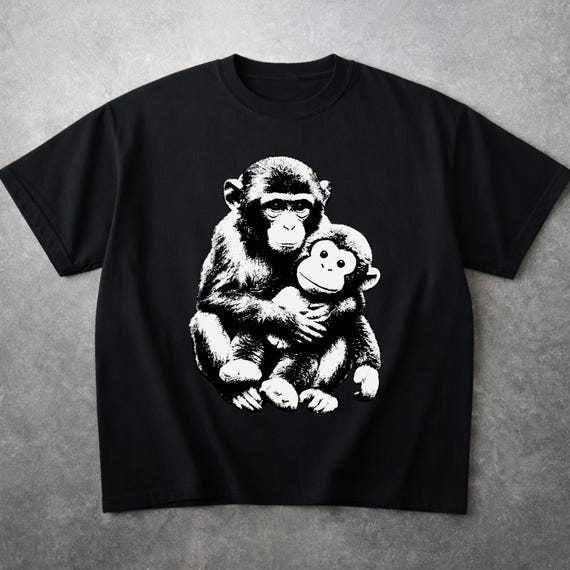 Sad Monkey Meme Sitting Monkey T-Shirt, Viral Monkey Shirt PNG, Cute Humor Animal Shirt PNG, Baby Monkey Punch Shirt, Viral Baby