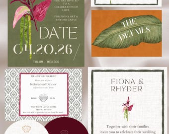 Editable Wedding Invitation Template – Island Luxe Printable Invite Suite (Canva & PDF)