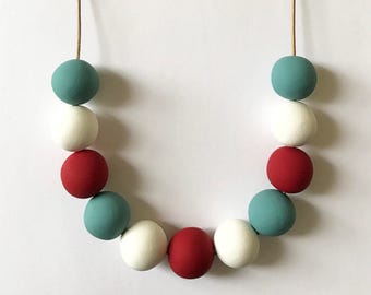 Geometric Colorful Necklace Red White Blue