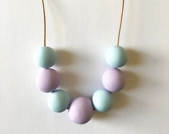 Pastel Statement Necklace Purple Blue